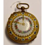 A Sevres porcelain gilt metal, gilded and painted pocket watch holder. A note inside states from the