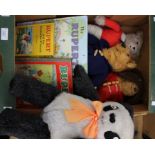 A Rupert Bear, two Paddington Bears and a panda; together with four Rupert books including Rupert