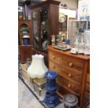 Victorian chest of drawers, two above and three, along with Victorian mahogany book case