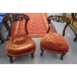A pair of Victorian bedroom chairs with padded seats