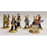 Six boxed Royal Doulton Bunnykins figures of a playing band (6)