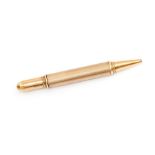 A 9ct gold propelling pencil by Asprey & Co, Gatling gun style, engine turned decoration, London