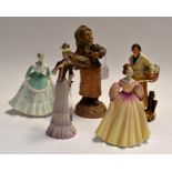Two Coalport figures and three other figures (5)