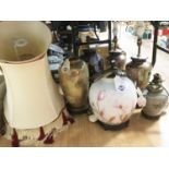 Collection of 6 table lamps including a pair of oriental style ceramic lamps with shades and further