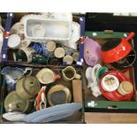 Three boxes of ceramics including kitchen wares, Denby meat plates, dishes and other items