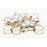 Collection of silver and silver plate napkin rings, 9 ozt approx