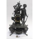 Bronzed large late 19th Century French figural clock featuring an exquisitely detailed soldier