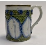 Pearl Ware English mug, circa 1800 with leaf design