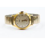 A Junghans vintage gilt metal watch, circa 1950's, champagne dial, subsidiary dial, dial diameter