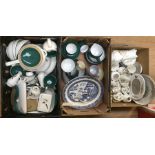A collection of Denbywares Dinner and tea items along with Wedgewood and Aynesly items, such as