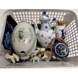 Royal Copenhagen small coffee pot and pin dish; Delft ware; Stone ware, circa 19th Century sauce