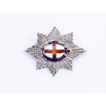 British Order of The Garter miniature in 9ct white Gold and coloured enamels with some chipping to