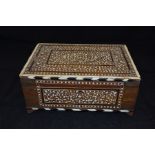 An early 20th Century Anglo Indian inlaid jewel box, with internal divided sections, lift out