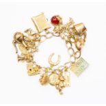 A 9ct gold charm bracelet, approx 45gms