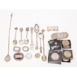 Silver brooch, Souvenir spoons, Crowns etc (Q)
