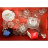 Collection of mid 20th Century glass wares, including decanters, dishes and bowls etc