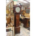 Early 19th Century oak cased clock, round painted dial, W. Timmis of Alfreton, Roman & Arabic