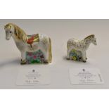 Royal Crown Derby Shetland pony along with a Royal Crown Derby Shetland pony foal with certificates,