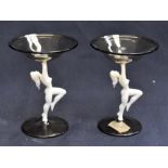 A pair of art deco Bemini glasses with naked lady stems