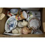 Assorted 19th Century and 20th Century ceramics, including a pair of Staffordshire flatback dogs,
