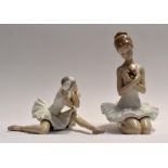 A pair of Lladro Ballerina figures,  Condition: Damage to kneeling figure. Other in good condition.