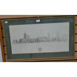 Print of Rugby School from the original drawing by James Western. 1977. Framed in mount. Image