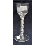 George III rib moulded twist wine glass circa 1760 chips to the base A.F