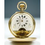 Hebdomas Patent, a silver gilt Hebdomas full Hunter top wind pocket watch 4.5cm dial with visible