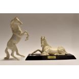 Two white Doulton horses, Spirit of Peace and another