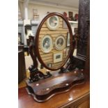 Victorian dressing table with mirror and brush and makeup lift up compartment.