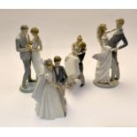 Collection of Lladro and Nao figures including Lladro figure of Newlyweds No1528, 2 further newlywed