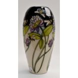 Modern Moorcroft vase  Trefoil Clover Bee vase, design by Nicola Slaney, 19cm high
