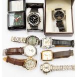 Collection of gents watches, boxed and unboxed including Earnshaw, Gianni Sabatini etc