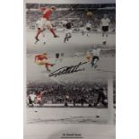 A signed Geoff Hurst 1966 World Cup hat-trick montage.