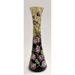 A Modern Moorcroft stylised trailing sweet pea  day dream tapering vase, 31cm high
