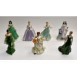 Coalport figurines, "True Love", "Arabian Nights" , "Elissa", "Nell Gwynn", "Midnight