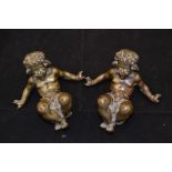 A pair of bronze 19th Century French furniture fittings of puttis