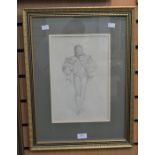 A signed pencil sketch of a 16th Century gentleman