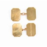 A pair of 9ct gold cufflinks, 4.7gms, in a blue/cream fitted box