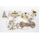 A collection of silver plate, EPNS, white metal including a Victorian elephant shaped children's
