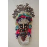 Highly decorated tribal face mask bone ornamentation heavily beaded