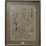 Two Chinese silk pictures, early 20th Century, signed. One landscape design and the other of birds