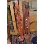 Two tall Kenyan tribal figurines