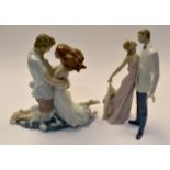 Lladro: Two figurine compositions of young love