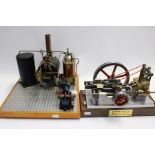 A pair of miniature engineering model engines built by Mr DW Walker of Fiskerton, Southwell,