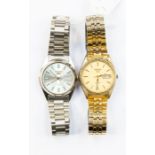 Two gents retro Seiko watches, one gold plated, the other steel (2)