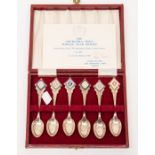 A cased set of six limited edition silver spoons, The Churchill Mint Jubilee Year with three
