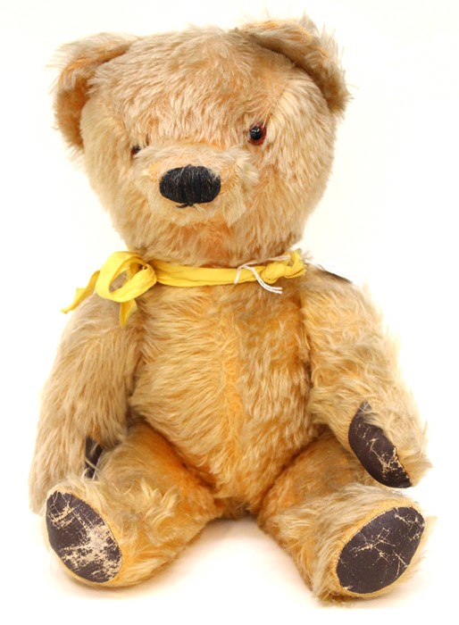 Early 20th Century musical teddy bear, wind up mechanism in working order and plays lullaby