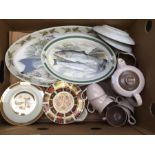 Portmeirion The Complete Angler, British Fish, large sewing plate and six oval plates, together with