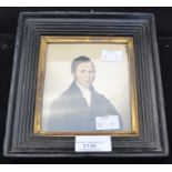 A small portrait of a Victorian gent with square frame, unsigned